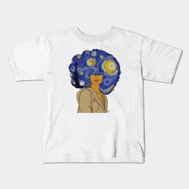 Starry Nights (2) Kids T-Shirt by bananapeppersart